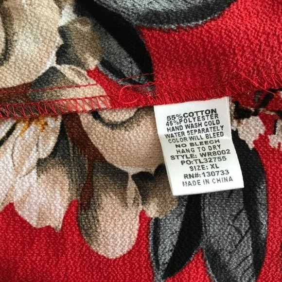 Umgee + Floral Shift Dress Women’s Cold Shoulder red floral long sleeve size XL - Picture 6 of 7